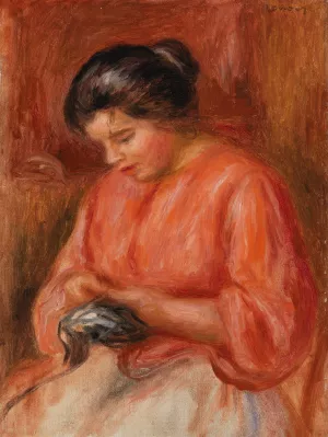 Girl Darning by Pierre-Auguste Renoir Oil Painting