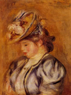 Girl in a Flowery Hat by Pierre-Auguste Renoir - Oil Painting Reproduction