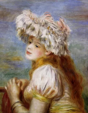 Girl in a Lace Hat by Pierre-Auguste Renoir - Oil Painting Reproduction