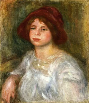 Girl in a Red Hat by Pierre-Auguste Renoir - Oil Painting Reproduction