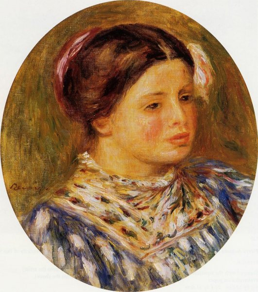 Girl in Blue by Pierre-Auguste Renoir - Hand-Painted Oil Painting Reproduction