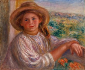 Girl on a Balcony, Cagnes by Pierre-Auguste Renoir Oil Painting