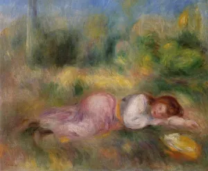 Girl Streched Out on the Grass by Pierre-Auguste Renoir Oil Painting