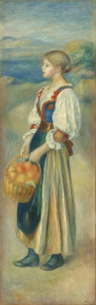 Girl with a Basket of Oranges  by Pierre-Auguste Renoir - Hand-Painted Oil Painting Reproduction