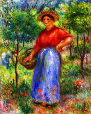 Girl with a Basket Oil painting by Pierre-Auguste Renoir