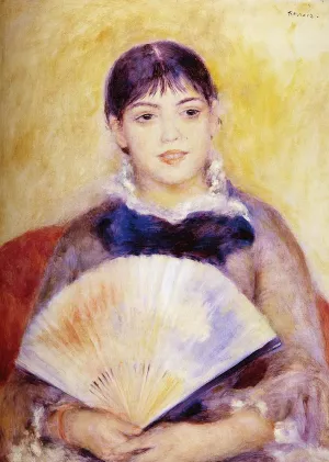 Girl with a Fan by Pierre-Auguste Renoir - Oil Painting Reproduction