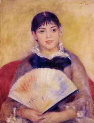 Girl with a Fan also known as Alphonsine Fournaise by Pierre-Auguste Renoir Oil Painting