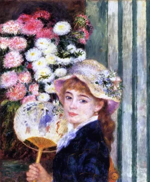 Girl with a Fan by Pierre-Auguste Renoir - Oil Painting Reproduction
