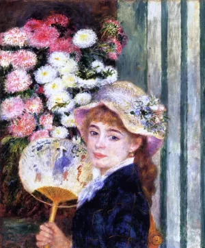 Girl with a Fan painting by Pierre-Auguste Renoir