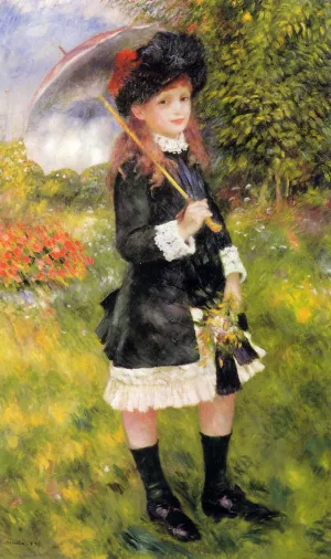 Girl with a Parasol also known as Aline Nunes painting by Pierre-Auguste Renoir