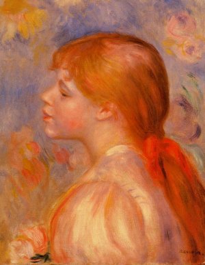 Girl with a Red Hair Ribbon by Pierre-Auguste Renoir Oil Painting