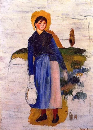 Girl with Red Stockings by Pierre-Auguste Renoir Oil Painting