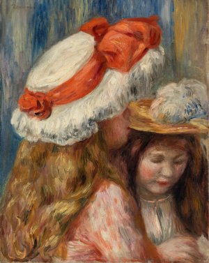 Girls with Hats by Pierre-Auguste Renoir Oil Painting