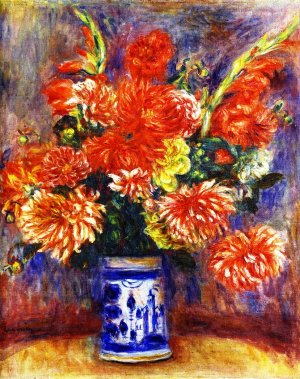 Gladiolas and Dahlias Oil painting by Pierre-Auguste Renoir