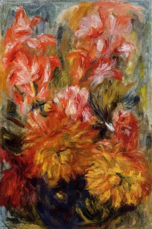 Gladiolas in a Blue Vase by Pierre-Auguste Renoir - Oil Painting Reproduction