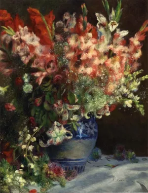 Gladiolas in a Vase Oil painting by Pierre-Auguste Renoir