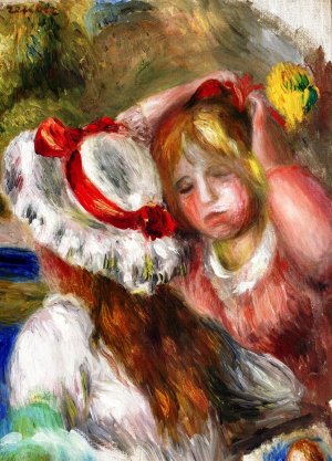 Hat with a Red Ribbon by Pierre-Auguste Renoir Oil Painting