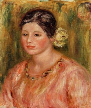 Head of a Young Girl in Red by Pierre-Auguste Renoir Oil Painting