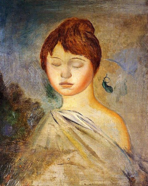 Head of a Young Woman 6 by Pierre-Auguste Renoir - Hand-Painted Oil Painting Reproduction