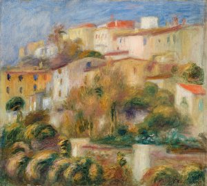 Houses on a Hill by Pierre-Auguste Renoir Oil Painting