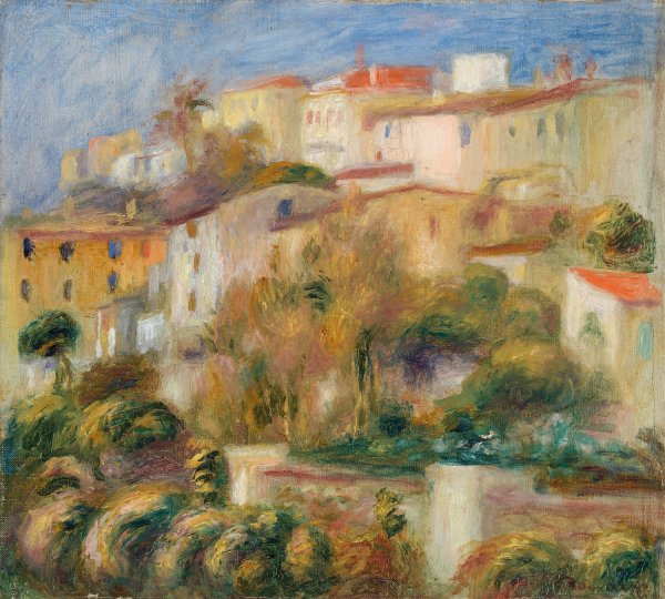 Houses on a Hill  by Pierre-Auguste Renoir - Hand-Painted Oil Painting Reproduction