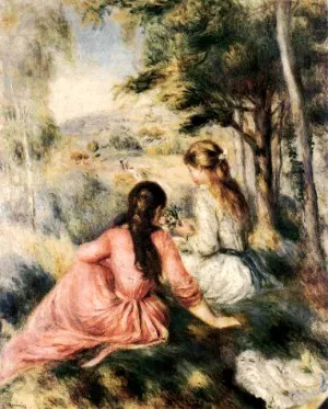 In the Meadow by Pierre-Auguste Renoir - Oil Painting Reproduction