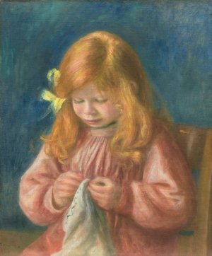 Jean Renoir Sewing by Pierre-Auguste Renoir Oil Painting