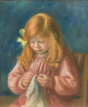 Jean Renoir Sewing by Pierre-Auguste Renoir Oil Painting