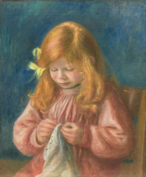 Jean Renoir Sewing  by Pierre-Auguste Renoir - Hand-Painted Oil Painting Reproduction