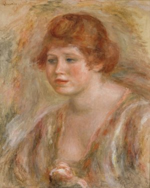 Jeune femme a la rose by Pierre-Auguste Renoir Oil Painting