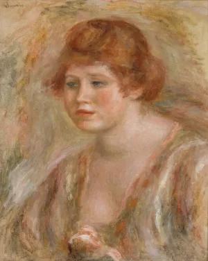 Jeune femme a la rose by Pierre-Auguste Renoir Oil Painting