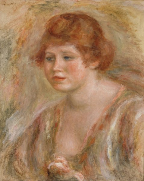 Main Product Photo of Jeune femme a la rose  Painting by Pierre-Auguste Renoir
