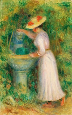 Jeune Fille Pres D'une Fontaine by Pierre-Auguste Renoir Oil Painting