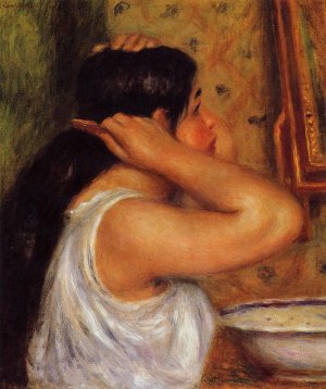 La Toilette - Woman Combing Her Hair by Pierre-Auguste Renoir Oil Painting