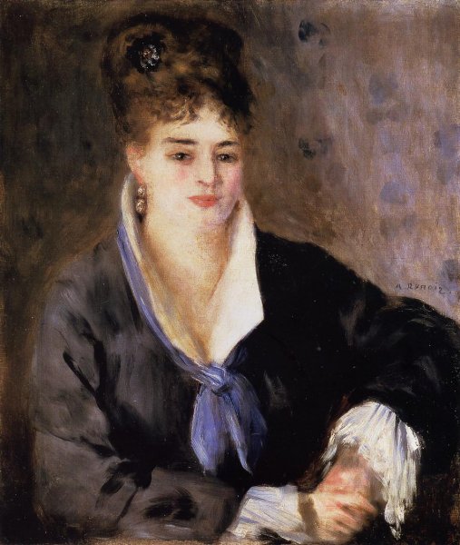 Lady in a Black Dress by Pierre-Auguste Renoir - Hand-Painted Oil Painting Reproduction