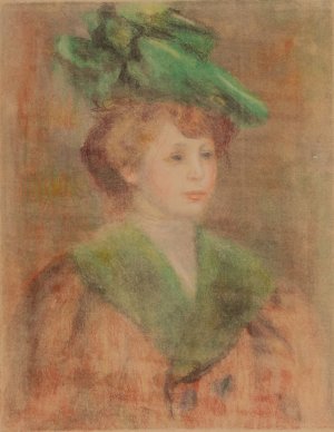 Lady With Green Hat by Pierre-Auguste Renoir Oil Painting