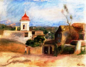 Landscape and Chapel painting by Pierre-Auguste Renoir