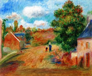Landscape, Entrance to the Village with Woman and Child by Pierre-Auguste Renoir Oil Painting