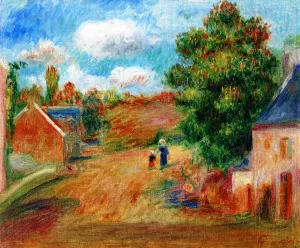 Landscape, Entrance to the Village with Woman and Child painting by Pierre-Auguste Renoir