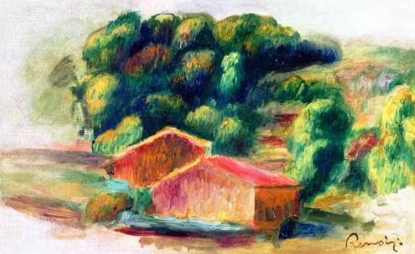 Landscape, Houses by Pierre-Auguste Renoir - Hand-Painted Oil Painting Reproduction