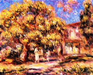 Landscape: Lime Tree and Farm Oil painting by Pierre-Auguste Renoir