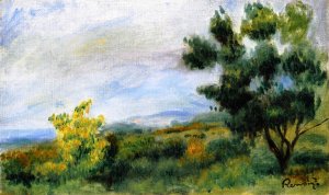Landscape, Tree in the Foreground and the Sea in the Background by Pierre-Auguste Renoir Oil Painting