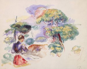 Landscape with a Girl by Pierre-Auguste Renoir Oil Painting