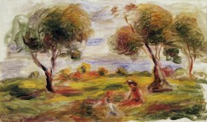 Landscape with Figures at Cagnes by Pierre-Auguste Renoir Oil Painting