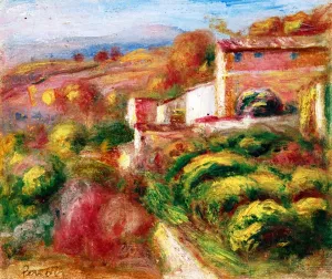 Landscape with Houses in Cagnes by Pierre-Auguste Renoir - Oil Painting Reproduction