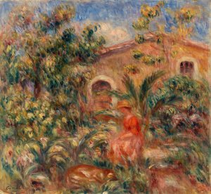Landscape with Woman and Dog by Pierre-Auguste Renoir Oil Painting