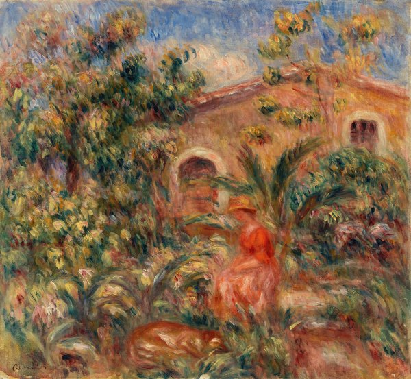 Landscape with Woman and Dog  by Pierre-Auguste Renoir - Hand-Painted Oil Painting Reproduction