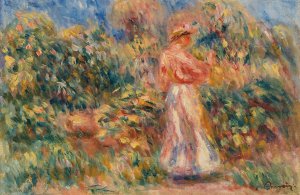Landscape with Woman in Pink and White by Pierre-Auguste Renoir Oil Painting