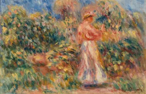 Landscape with Woman in Pink and White by Pierre-Auguste Renoir Oil Painting