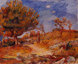 Landscape: Woman Under a Tree by Pierre-Auguste Renoir Oil Painting